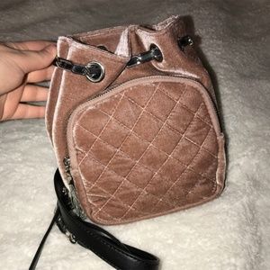 Pink Free People Velvet Mini Backpack